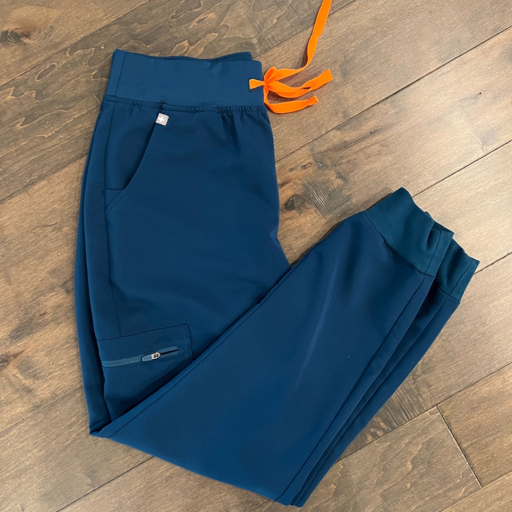 High Waisted Zamora Jogger Scrub Pants Size Medium Color Deep Reef